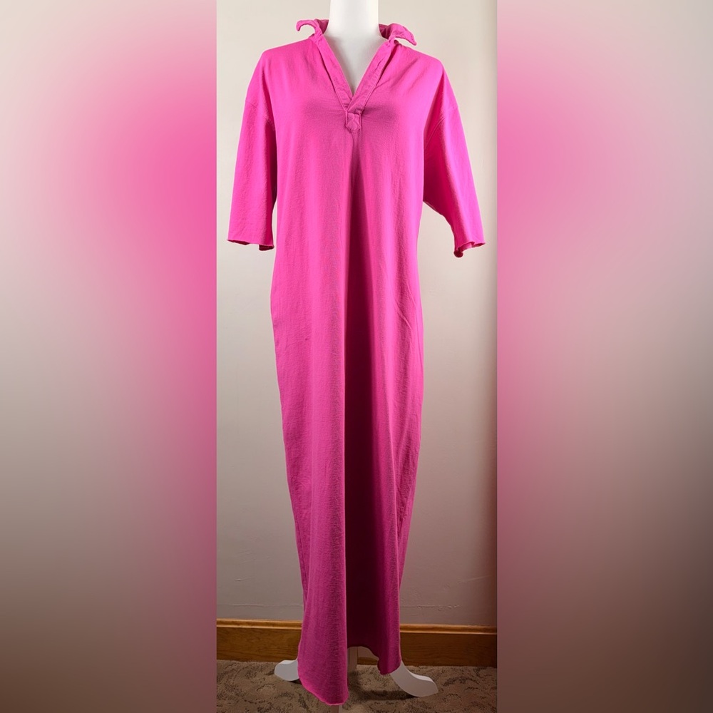 New Frank & Eileen Emma Popover Henley Maxi Dress Pink Size L - Picture 8 of 11